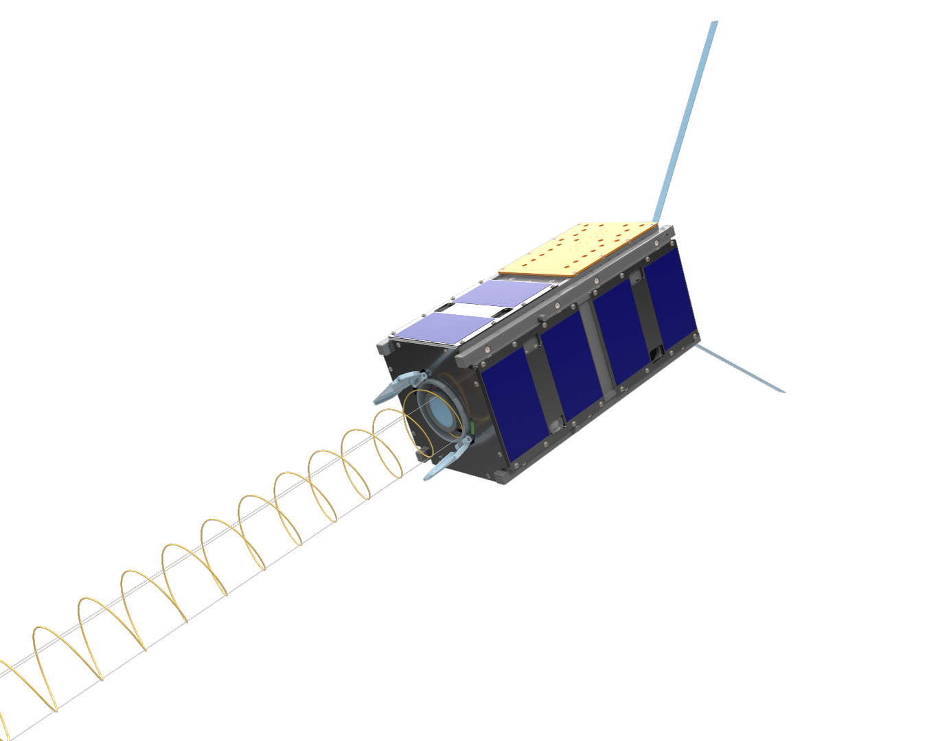 Professional 3D render of OreSat CubeSat satellite in orbit above Earth