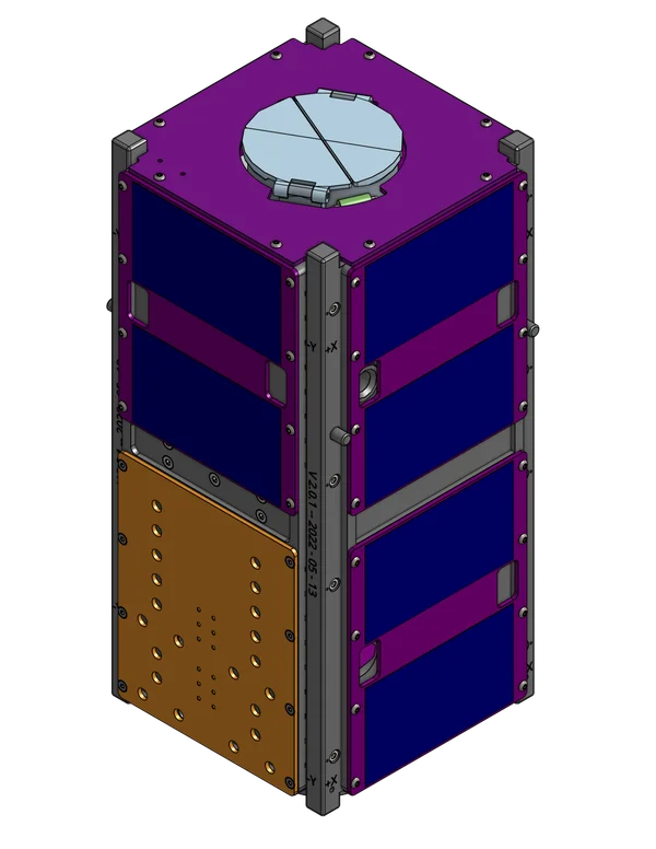 OreSat0.5 Computer Aided Design model showing CubeSat components and structure
