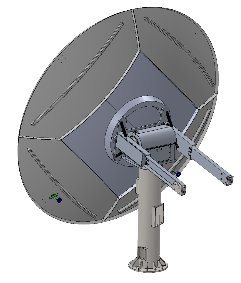 CAD model of 2-axis ground station antenna positioner for satellite tracking